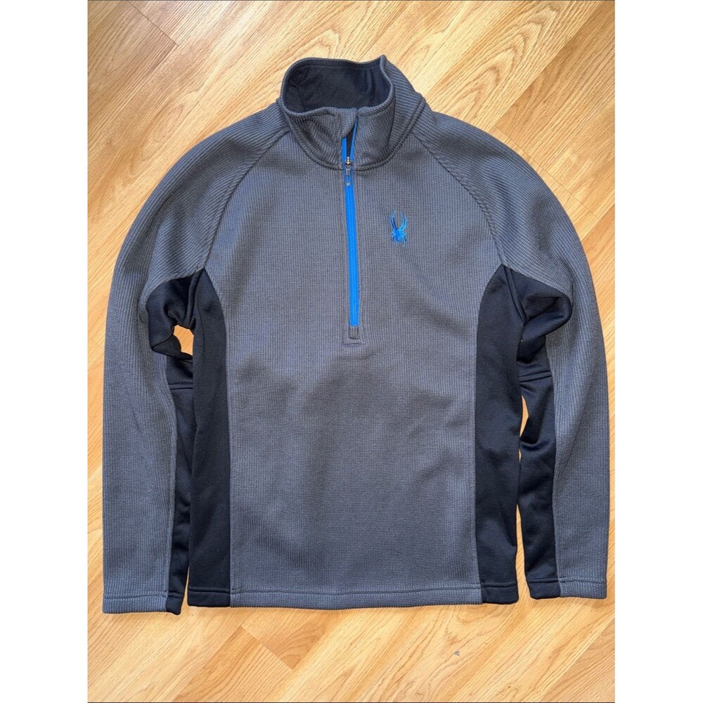 Spyder Gray & Black Quarter-Zip Blue Logo Size Small Outbound Stryke Pullover